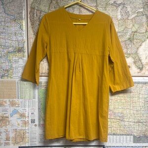 Mustard Yellow V-Neck Tunic Top or Mini Dress